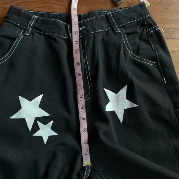 Romwe White Stars Black‎ Carpenter Cargo Pants - Picture 10 of 15